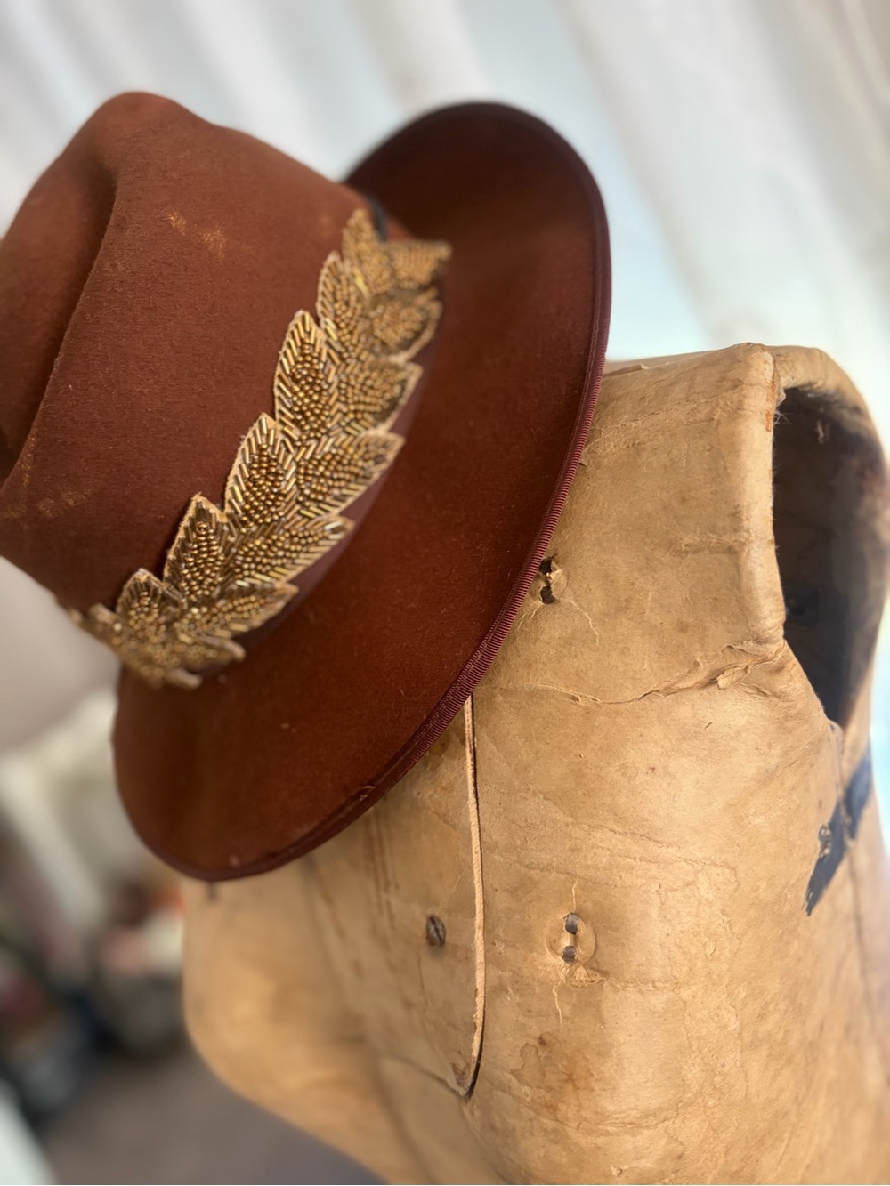 Loft Beaded Headband Bronze- Can be used as Hat Accessory